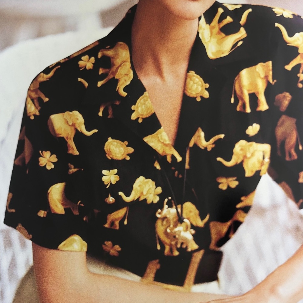 Escada by Margaretha Ley Silk Shirt Sleeve Blouse